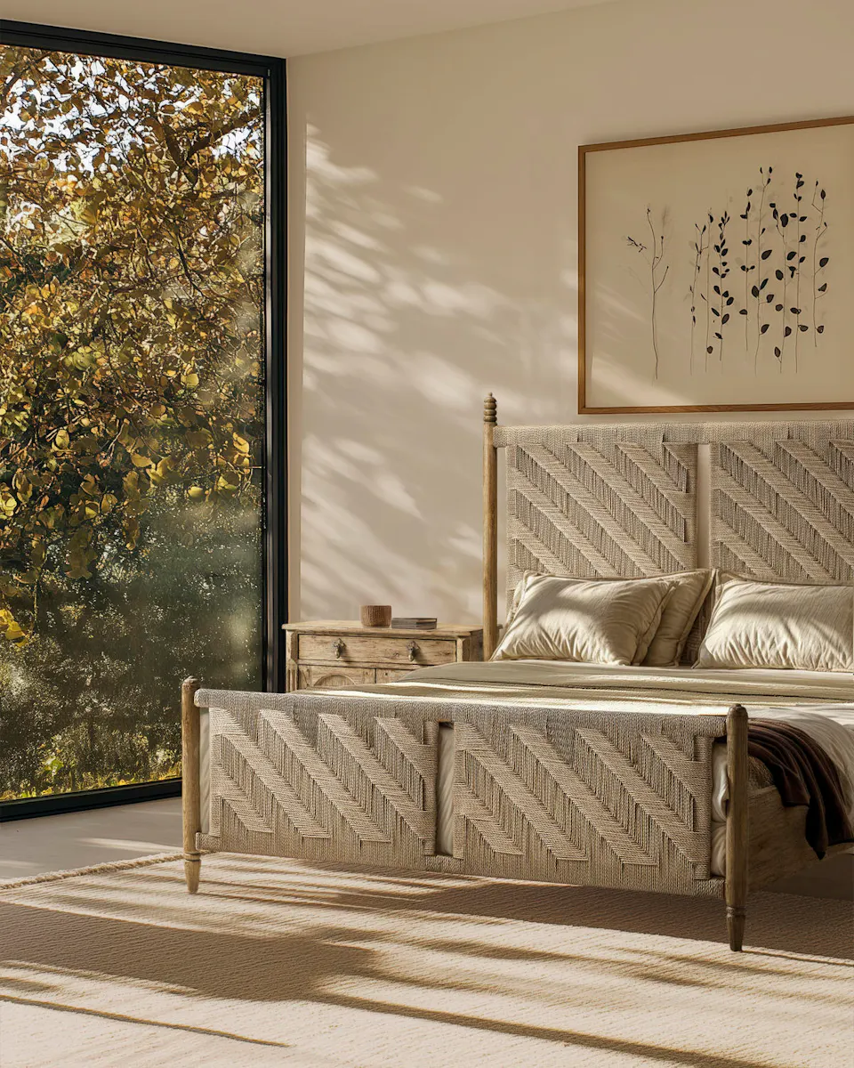 Jonathan Charles 491319-TGO-K Sagehill Rush King Bed Jonathan Charles 491319-TGO-K Sagehill Rush King Bed