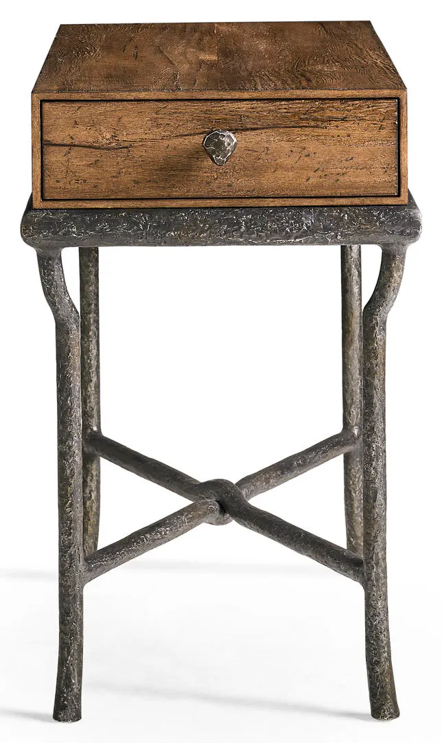 Jonathan Charles 491317-CMF Forge Iron Storage Side Table Jonathan Charles 491317-CMF Forge Iron Storage Side Table