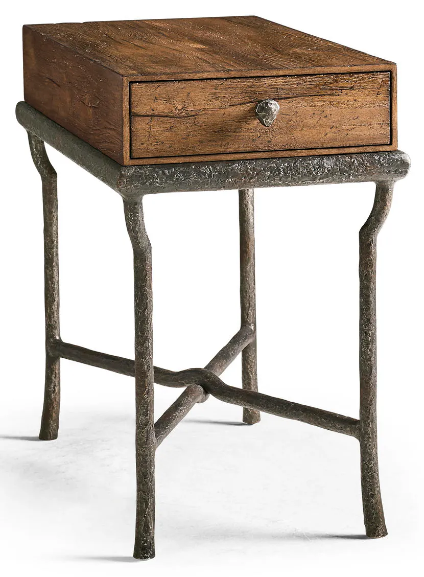 Jonathan Charles 491317-CMF Forge Iron Storage Side Table Jonathan Charles 491317-CMF Forge Iron Storage Side Table