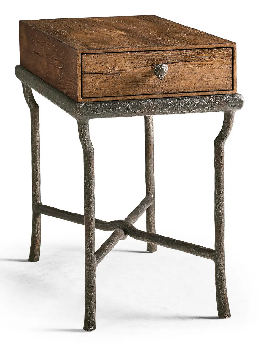 Jonathan Charles 491317-CMF Forge Iron Storage Side Table Jonathan Charles 491317-CMF Forge Iron Storage Side Table