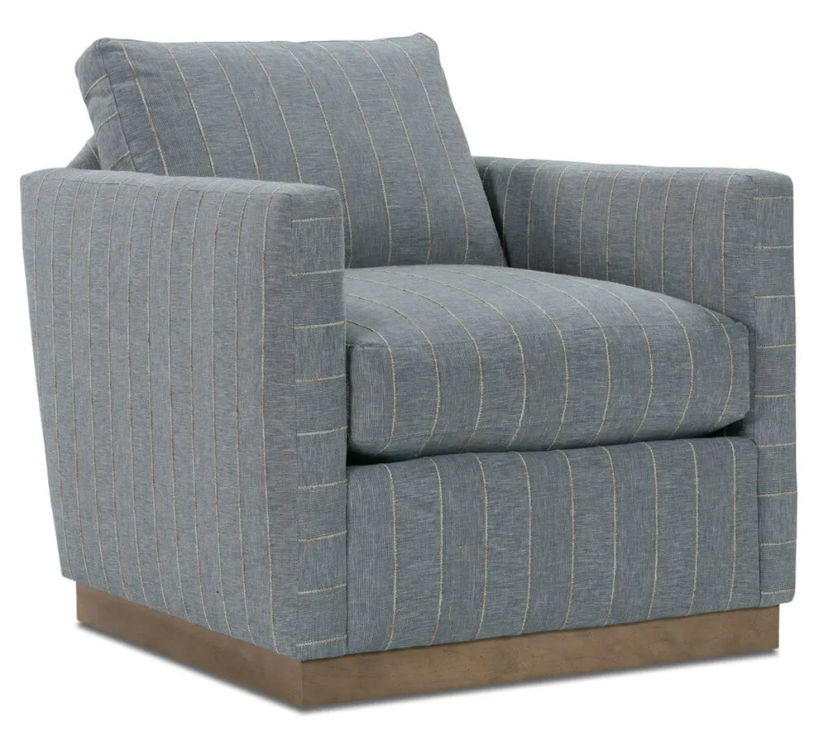 Rowe Furniture ALLIE-016-EDP-2 Quick Ship Allie Swivel - Indigo Kid-proof Stripe Rowe Furniture ALLIE-016-EDP-2 Quick Ship Allie Swivel - Indigo Kid-proof Stripe