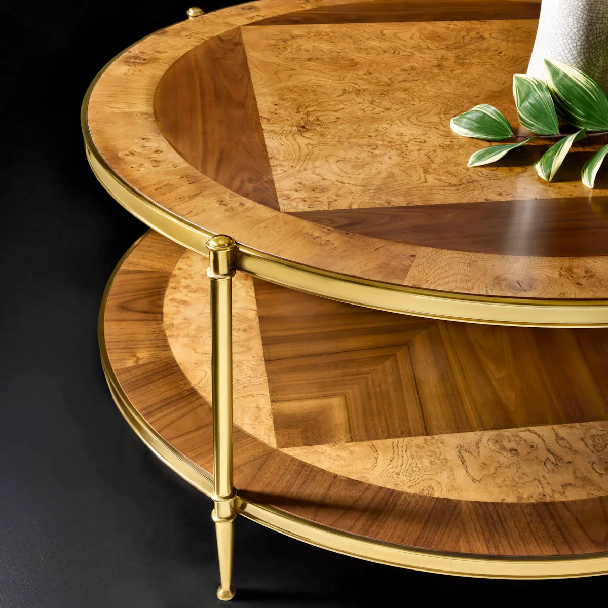 Modern History MH1211F01 Oak Burl & Walnut Round Cocktail Modern History MH1211F01 Oak Burl & Walnut Round Cocktail