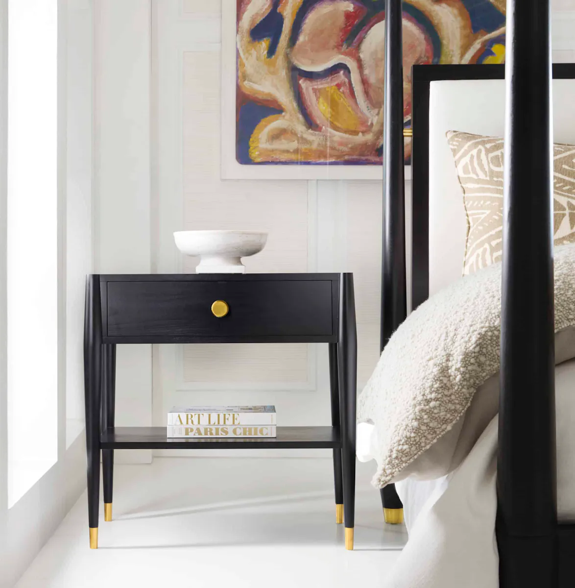 Modern History MH1246F01 Concourde Bedside Table-Ebony Modern History MH1246F01 Concourde Bedside Table-Ebony