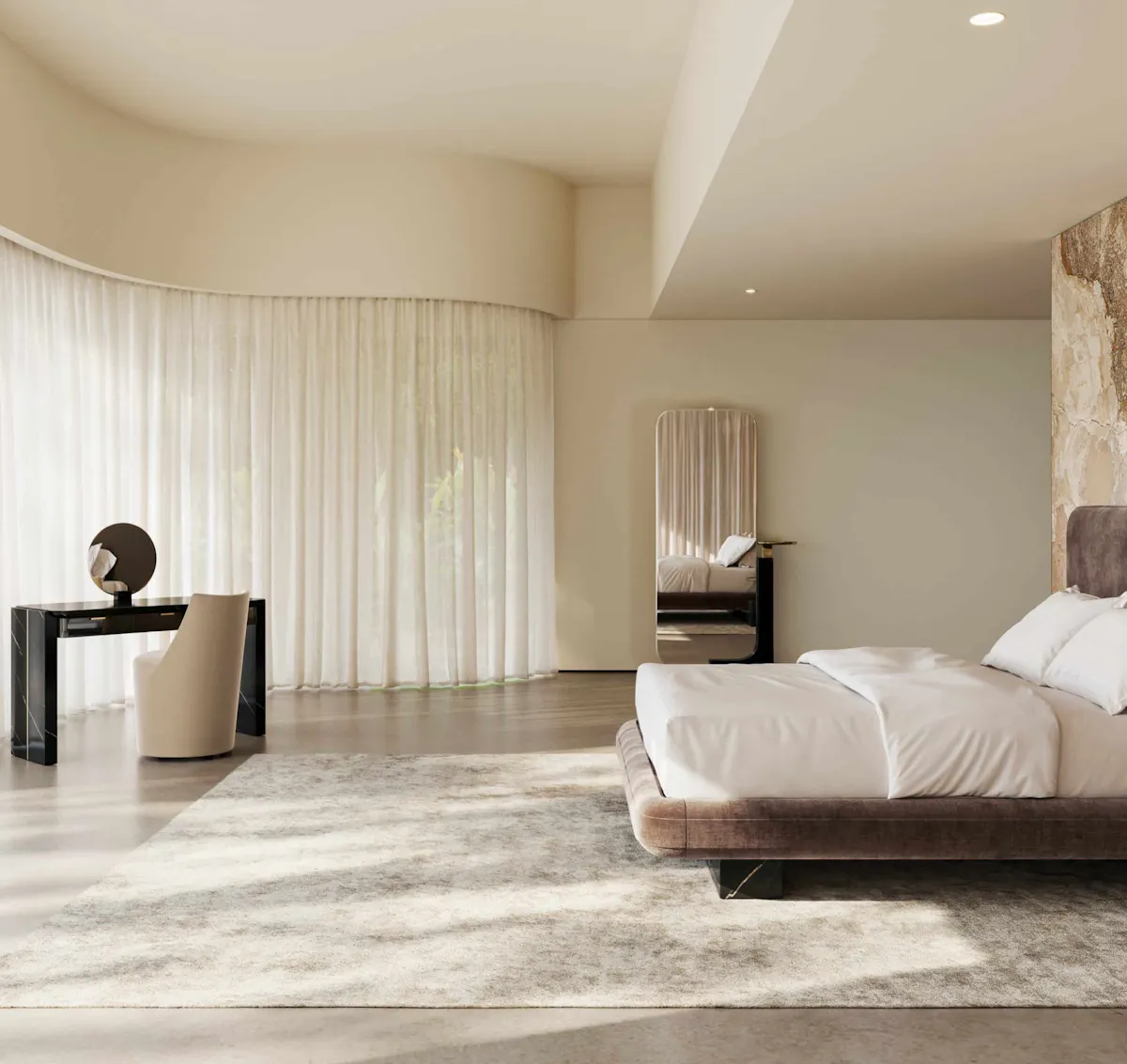 Caracole CLA-425V-129 Overlap Uph 2 Pnl Kg Bed Dk Taupe Caracole CLA-425V-129 Overlap Uph 2 Pnl Kg Bed Dk Taupe
