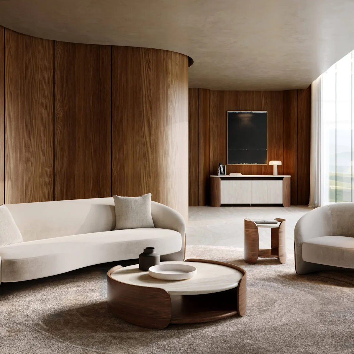 Caracole UPH-425V-115-A Fleur Wood Back Sofa Caracole UPH-425V-115-A Fleur Wood Back Sofa