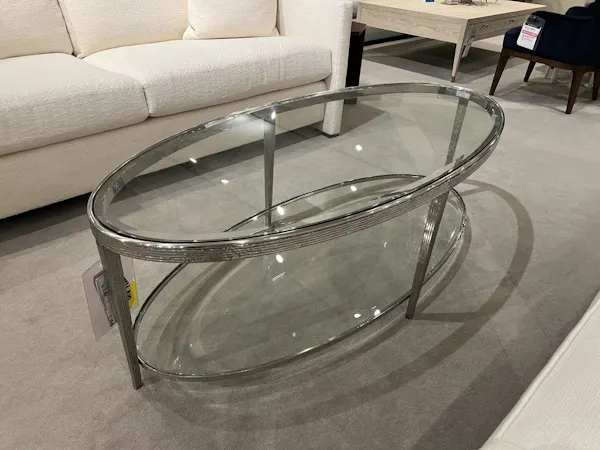 Maitland-Smith HM1016C/110 Jinx Nickel Oval Cocktail Table Maitland-Smith HM1016C/110 Jinx Nickel Oval Cocktail Table