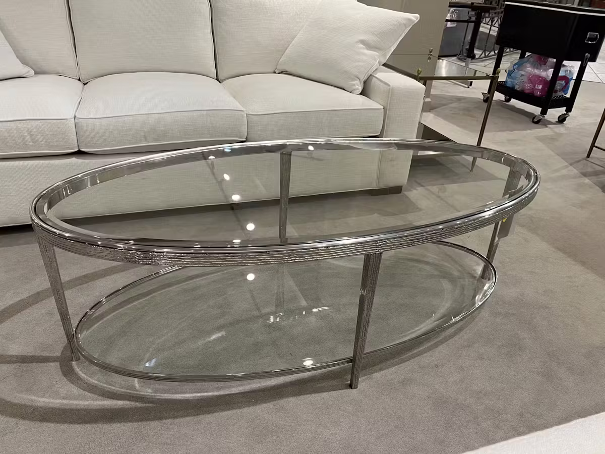 Maitland-Smith HM1016C/110 Jinx Nickel Oval Cocktail Table Maitland-Smith HM1016C/110 Jinx Nickel Oval Cocktail Table