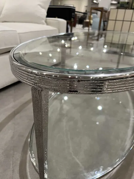 Maitland-Smith HM1016C/110 Jinx Nickel Oval Cocktail Table Maitland-Smith HM1016C/110 Jinx Nickel Oval Cocktail Table