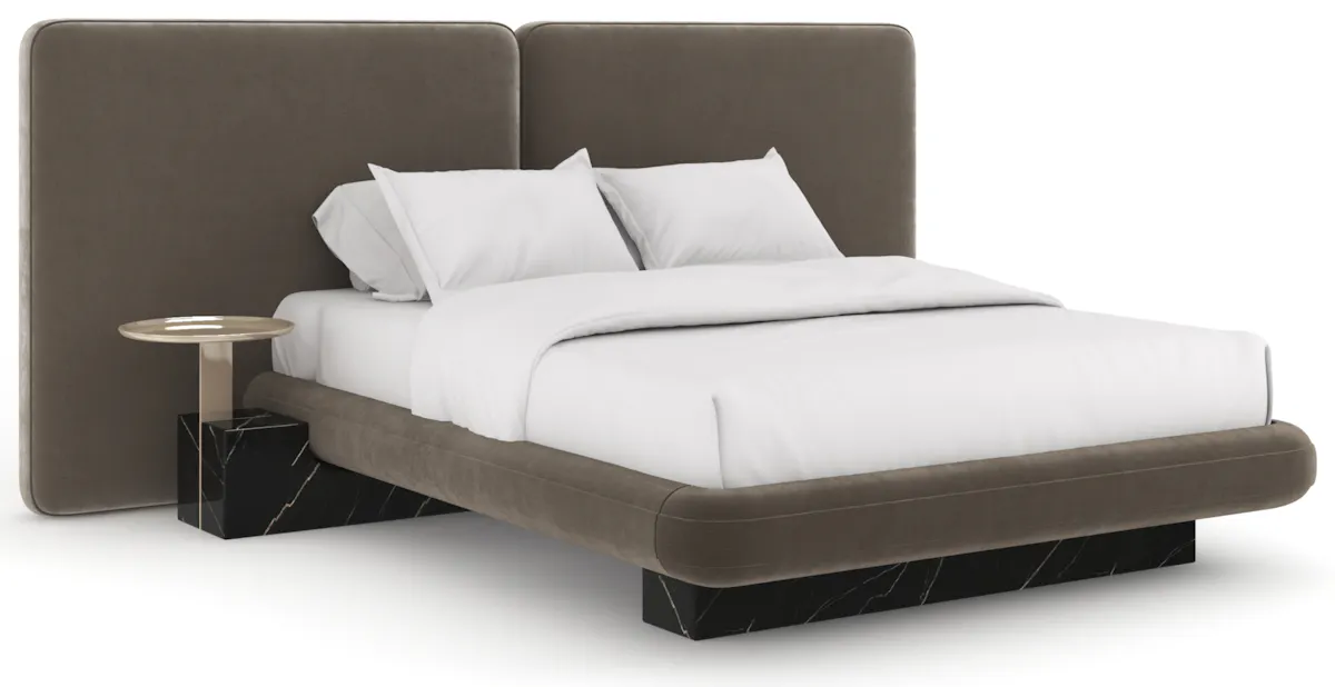 Caracole CLA-425V-129 Overlap Uph 2 Pnl Kg Bed Dk Taupe Caracole CLA-425V-129 Overlap Uph 2 Pnl Kg Bed Dk Taupe