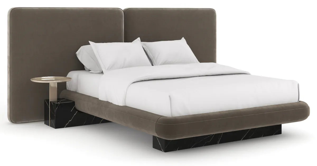 Caracole CLA-425V-129 Overlap Uph 2 Pnl Kg Bed Dk Taupe Caracole CLA-425V-129 Overlap Uph 2 Pnl Kg Bed Dk Taupe