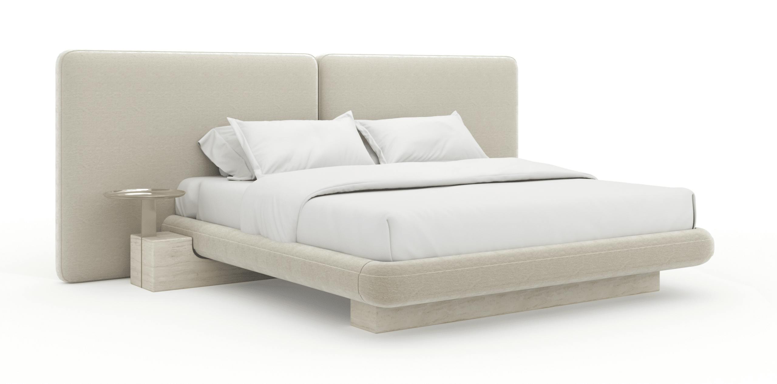 Caracole CLA-425V-128 Overlap Uph 2 Panel Kg Bed Ivory