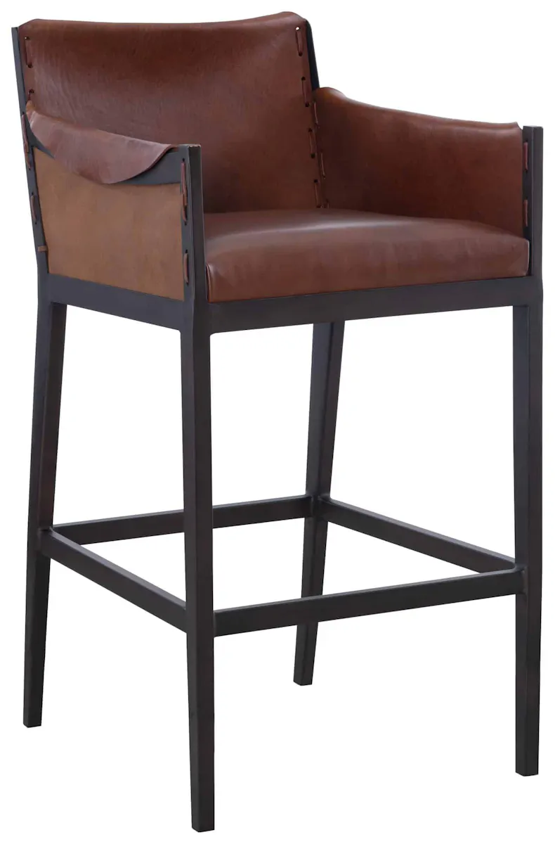 Hickory Chair HCP5700-04-STK Gunnison Bar Stool- Brown Leather Hickory Chair HCP5700-04-STK Gunnison Bar Stool- Brown Leather