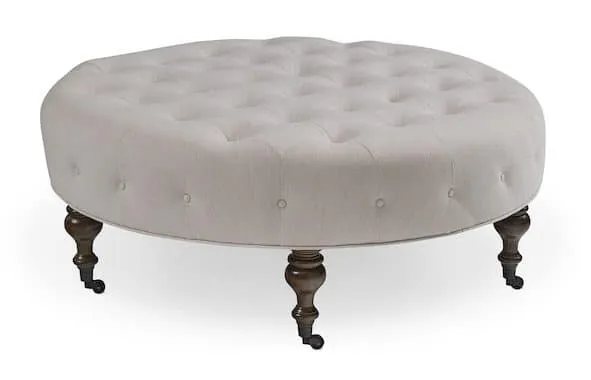 Bassett Furniture 1410-45RT-1628-0-BRASS-BF808 Belwood Tufted Round Ottoman