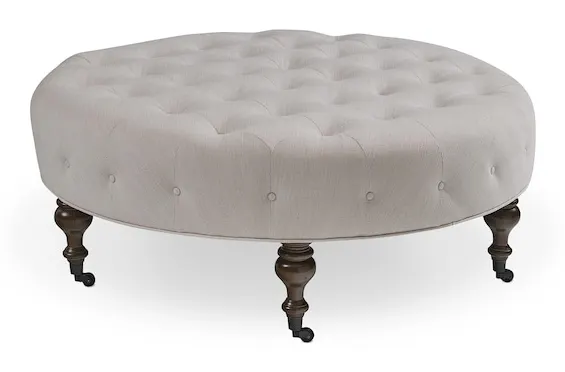 Bassett Furniture 1410-45RT-1628-0-BRASS-BF808 Belwood Tufted Round Ottoman Bassett Furniture 1410-45RT-1628-0-BRASS-BF808 Belwood Tufted Round Ottoman