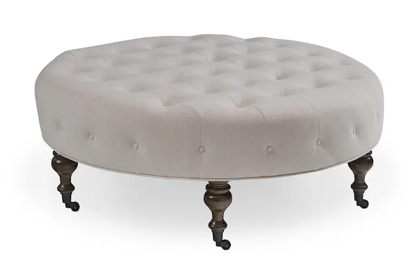 Bassett Furniture 1410-45RT-1628-0-BRASS-BF808 Belwood Tufted Round Ottoman Bassett Furniture 1410-45RT-1628-0-BRASS-BF808 Belwood Tufted Round Ottoman
