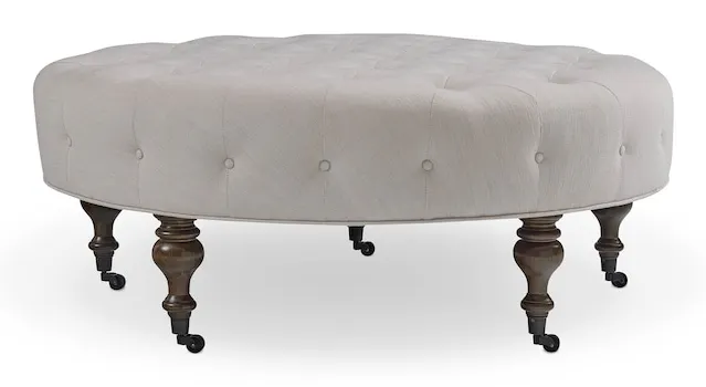 Bassett Furniture 1410-45RT-1628-0-BRASS-BF808 Belwood Tufted Round Ottoman Bassett Furniture 1410-45RT-1628-0-BRASS-BF808 Belwood Tufted Round Ottoman