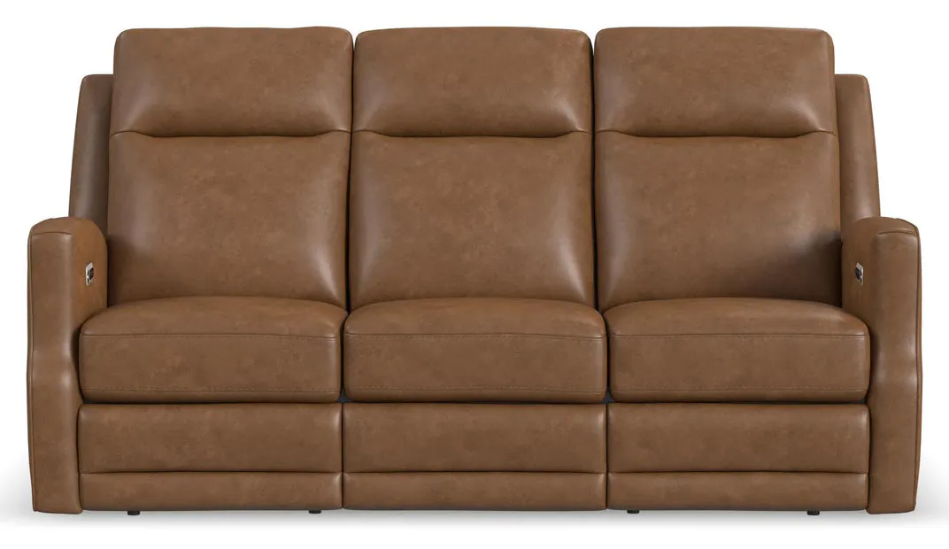 Flexsteel 1585-62PH-68572 Maxwell Cedar Leather Power Reclining Sofa with Power Headrests and Lumbar Flexsteel 1585-62PH-68572 Maxwell Cedar Leather Power Reclining Sofa with Power Headrests and Lumbar