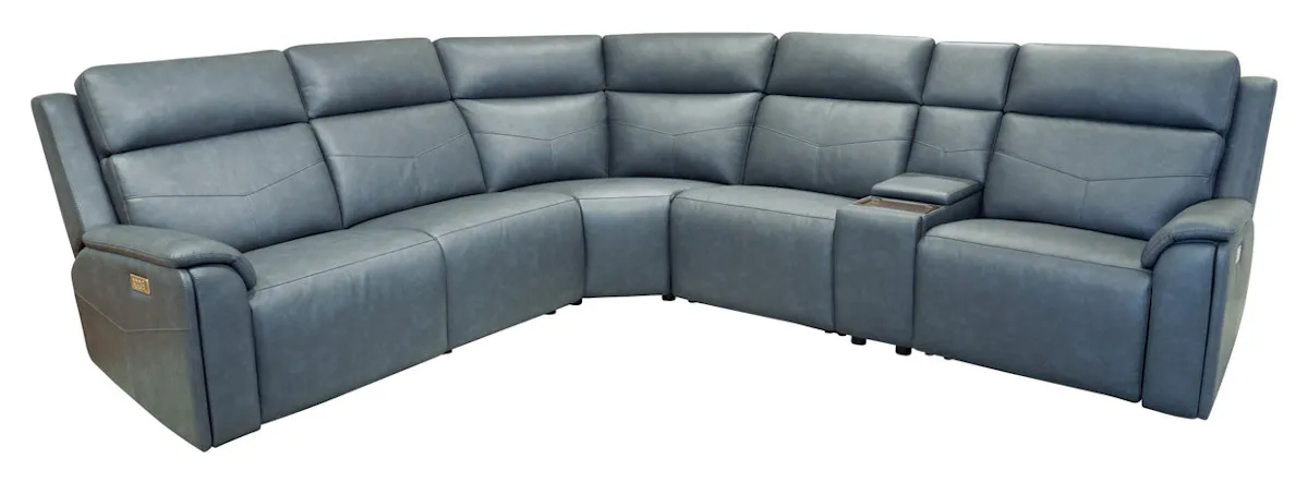 Flexsteel 1592-SECTP5-38640 Vernon Admiral Fabric Power Reclining Sectional with Power Headrest, Lumbar, Heat, & Massage Flexsteel 1592-SECTP5-38640 Vernon Admiral Fabric Power Reclining Sectional with Power Headrest, Lumbar, Heat, & Massage