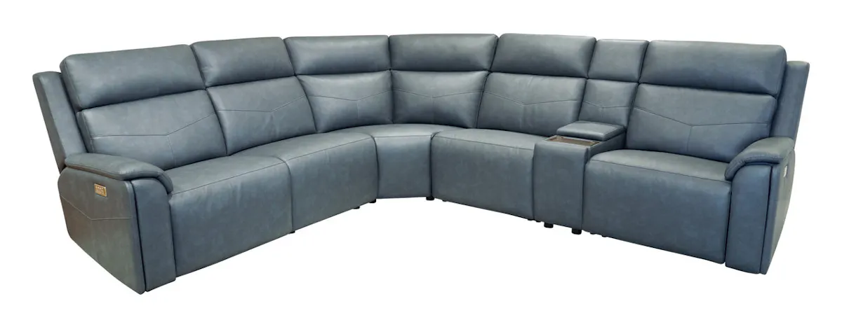 Flexsteel 1592-SECTP5-38640 Vernon Admiral Fabric Power Reclining Sectional with Power Headrest, Lumbar, Heat, & Massage Flexsteel 1592-SECTP5-38640 Vernon Admiral Fabric Power Reclining Sectional with Power Headrest, Lumbar, Heat, & Massage