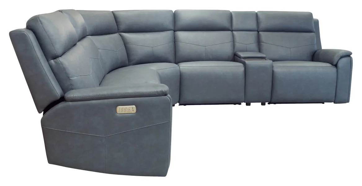 Flexsteel 1592-SECTP5-38640 Vernon Admiral Fabric Power Reclining Sectional with Power Headrest, Lumbar, Heat, & Massage Flexsteel 1592-SECTP5-38640 Vernon Admiral Fabric Power Reclining Sectional with Power Headrest, Lumbar, Heat, & Massage