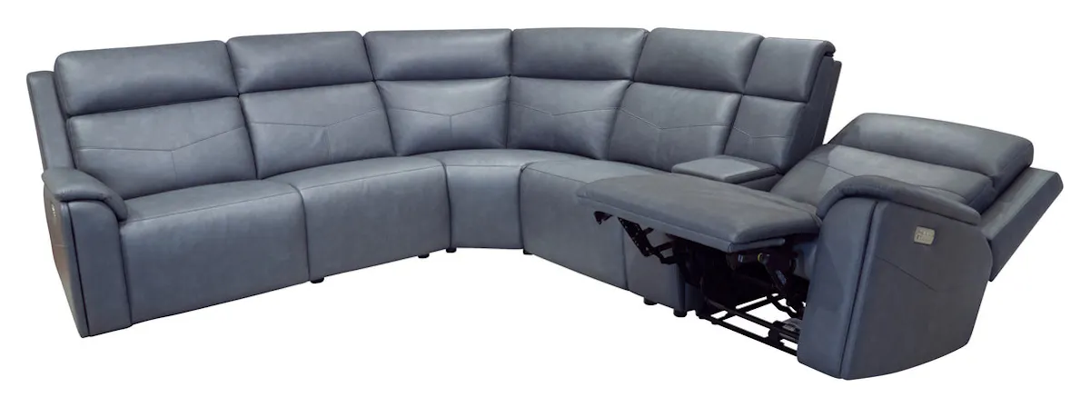 Flexsteel 1592-SECTP5-38640 Vernon Admiral Fabric Power Reclining Sectional with Power Headrest, Lumbar, Heat, & Massage Flexsteel 1592-SECTP5-38640 Vernon Admiral Fabric Power Reclining Sectional with Power Headrest, Lumbar, Heat, & Massage