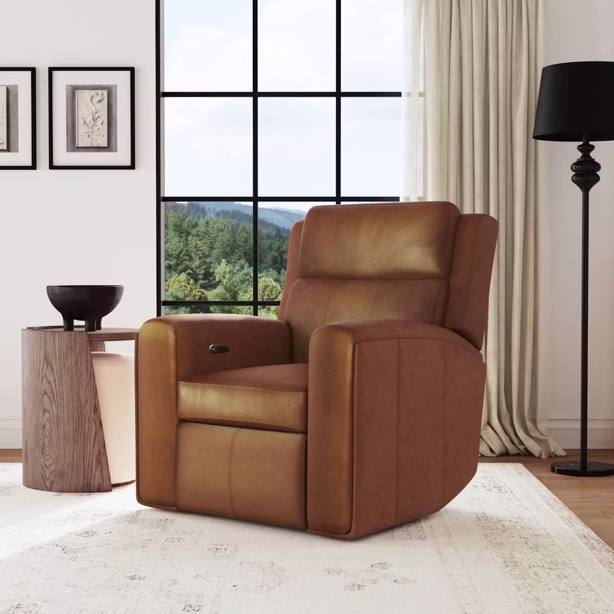 Flexsteel 1596-50PH-70572 Wyatt Leather Power Recliner with Power Headrest & Lumbar Flexsteel 1596-50PH-70572 Wyatt Leather Power Recliner with Power Headrest & Lumbar