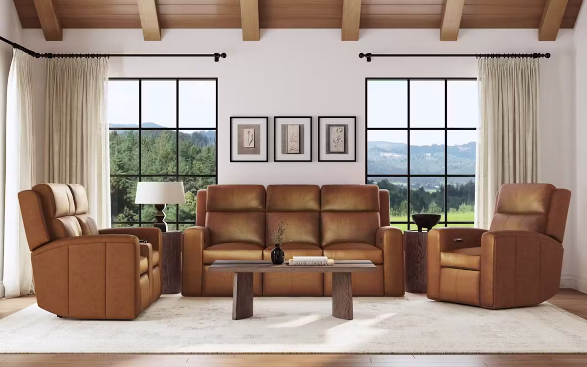 Flexsteel 1596-50PH-70572 Wyatt Leather Power Recliner with Power Headrest & Lumbar Flexsteel 1596-50PH-70572 Wyatt Leather Power Recliner with Power Headrest & Lumbar