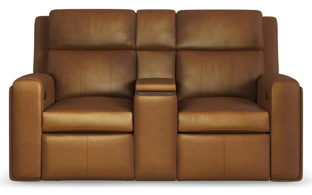 Flexsteel 1596-64PH-70572 Wyatt Leather Power Reclining Loveseat with Console & Power Headrests & Lumbar Flexsteel 1596-64PH-70572 Wyatt Leather Power Reclining Loveseat with Console & Power Headrests & Lumbar