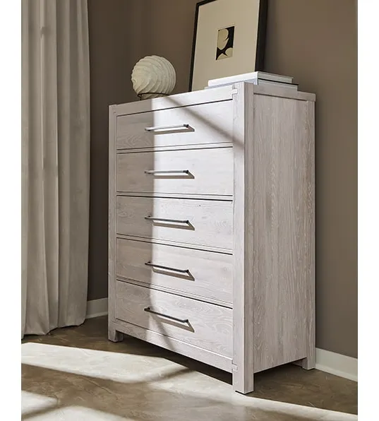 Artisan & Post 194-115 5 Drawer Chest In Washed White Oak Artisan & Post 194-115 5 Drawer Chest In Washed White Oak