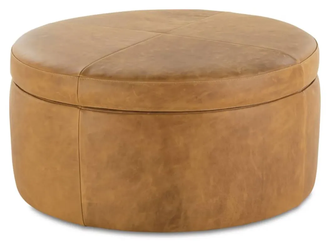 Rowe Furniture CSTG-3636-1000-079-RC (-L-) Cyrus 36" Round Leather Storage Ottoman Rowe Furniture CSTG-3636-1000-079-RC (-L-) Cyrus 36" Round Leather Storage Ottoman