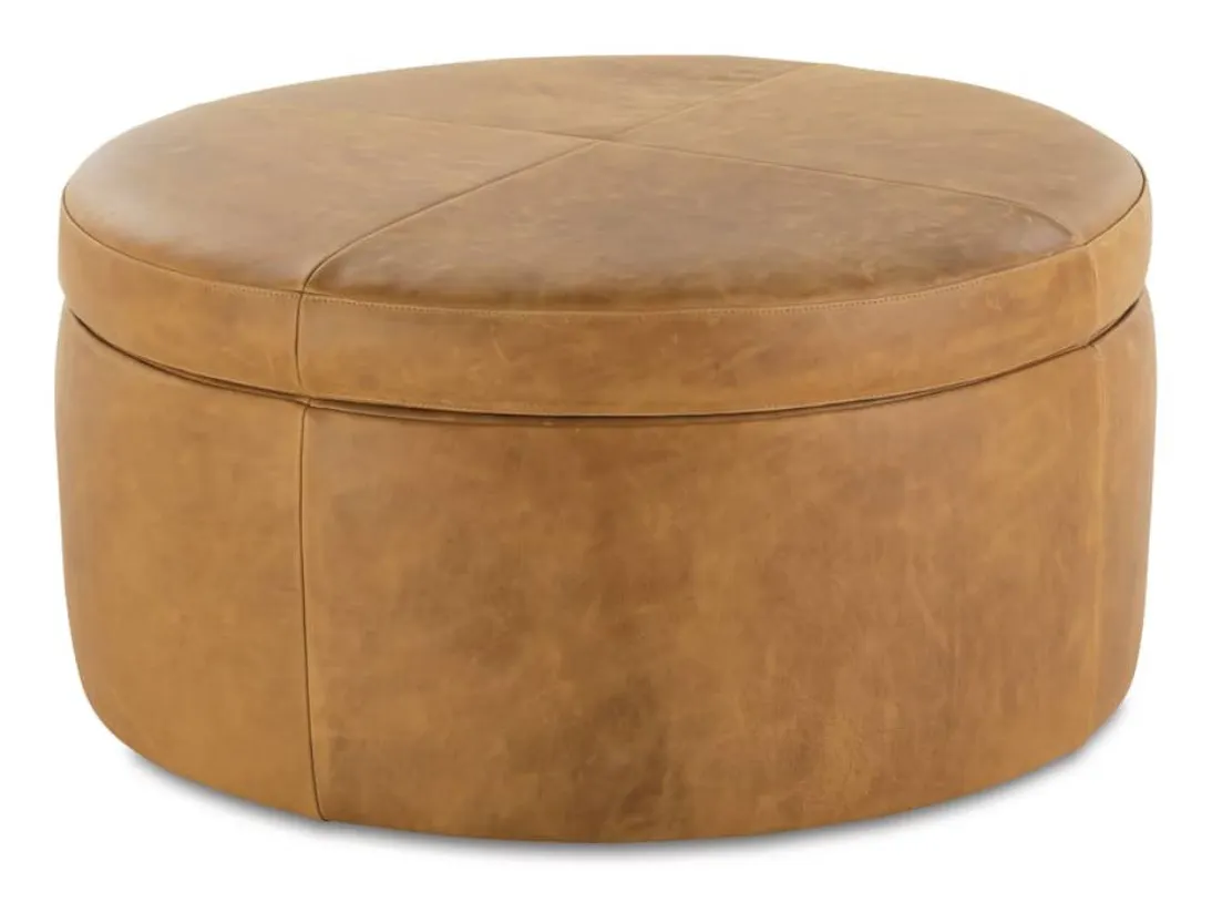 Rowe Furniture CSTG-3636-1000-079-RC (-L-) Cyrus 36" Round Leather Storage Ottoman Rowe Furniture CSTG-3636-1000-079-RC (-L-) Cyrus 36" Round Leather Storage Ottoman