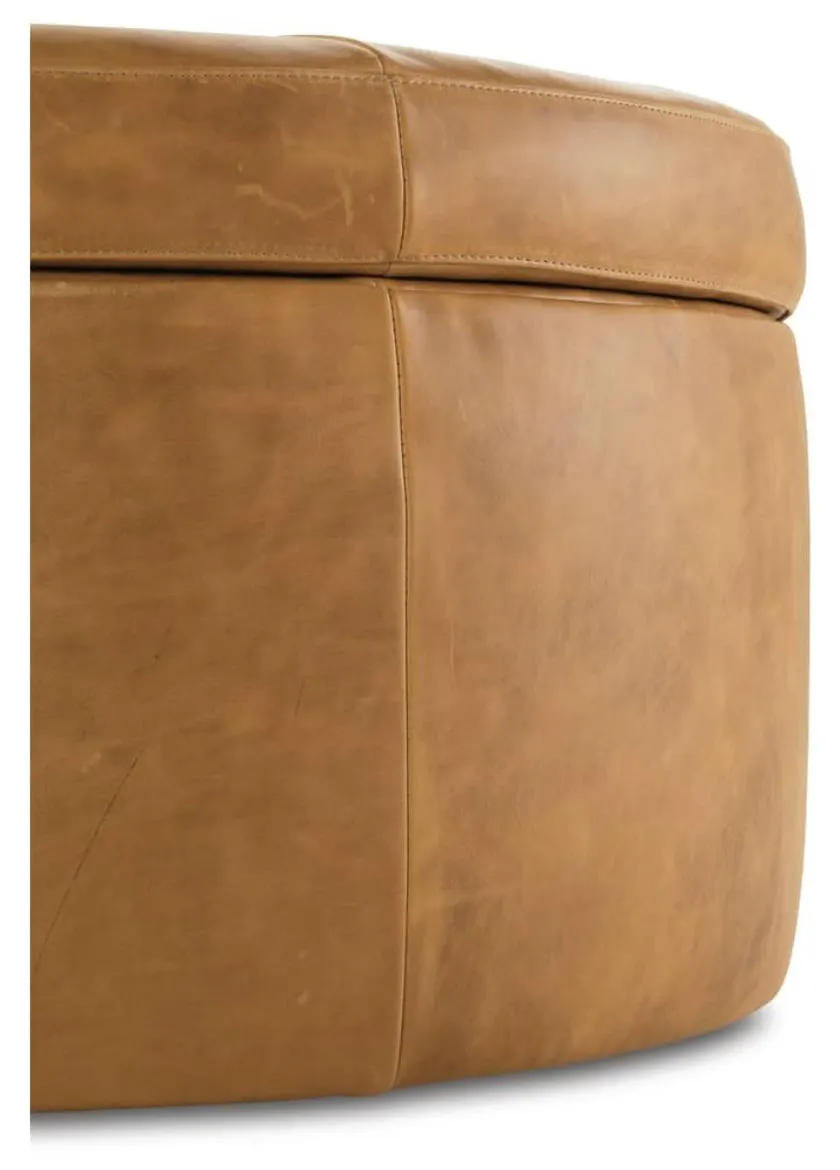 Rowe Furniture CSTG-3636-1000-079-RC (-L-) Cyrus 36" Round Leather Storage Ottoman Rowe Furniture CSTG-3636-1000-079-RC (-L-) Cyrus 36" Round Leather Storage Ottoman