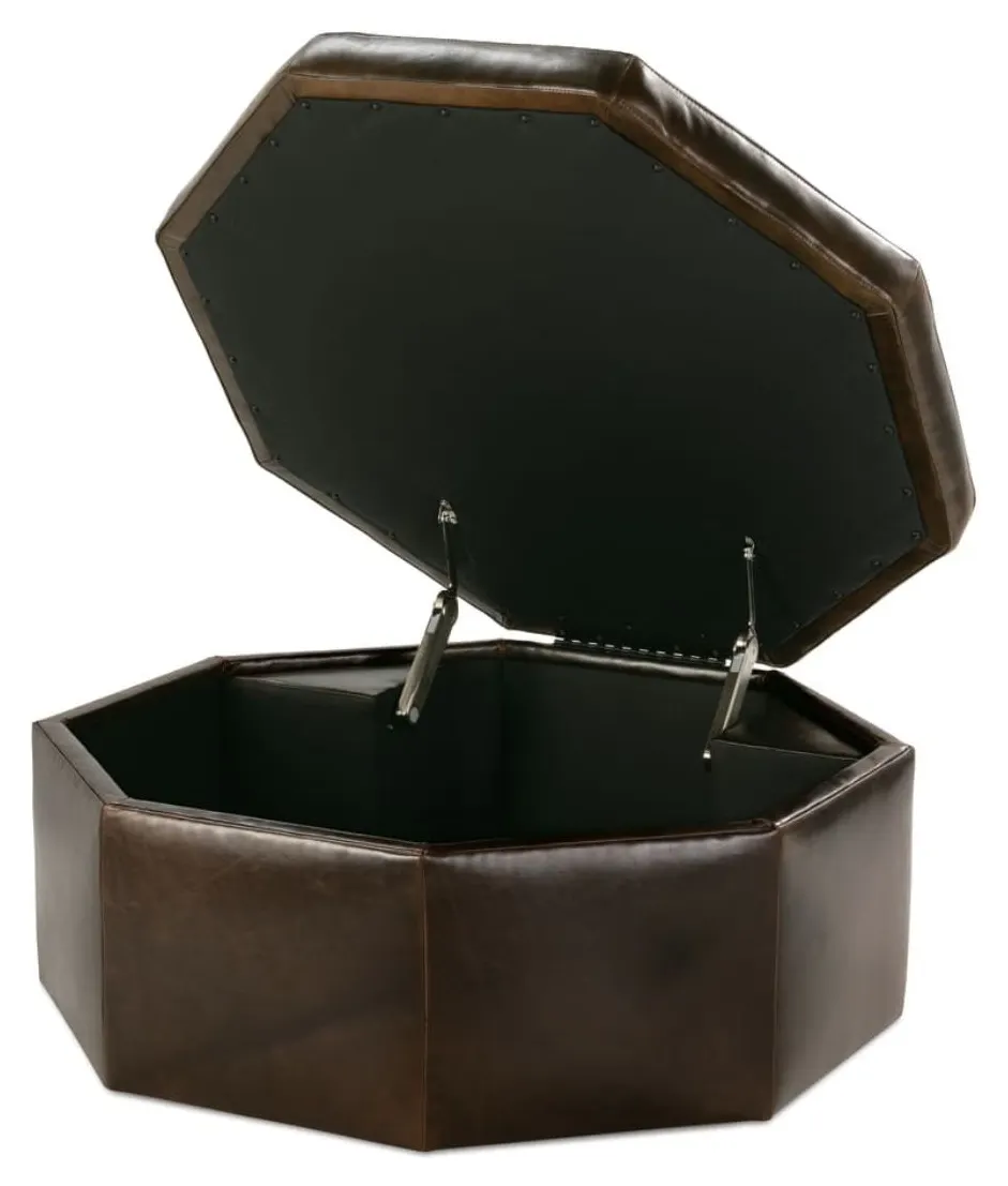 Rowe Furniture OSTG-4040-1000-077-RC (-L-) Othello 40" Octagon Leather Storage Ottoman Rowe Furniture OSTG-4040-1000-077-RC (-L-) Othello 40" Octagon Leather Storage Ottoman
