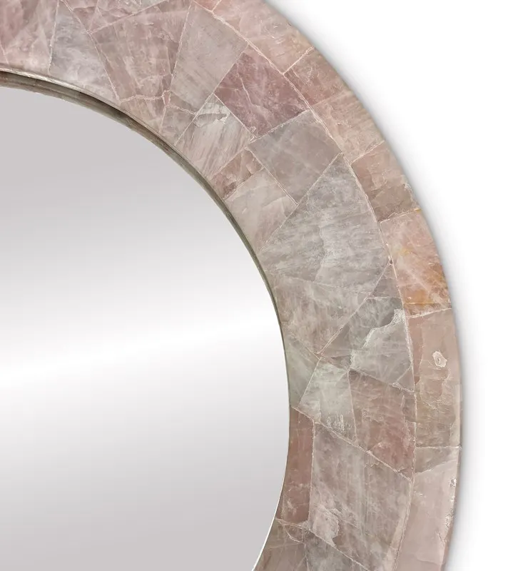 Ambella Home 74001-980-030 Coralie Pink Quartz Round Mirror Ambella Home 74001-980-030 Coralie Pink Quartz Round Mirror