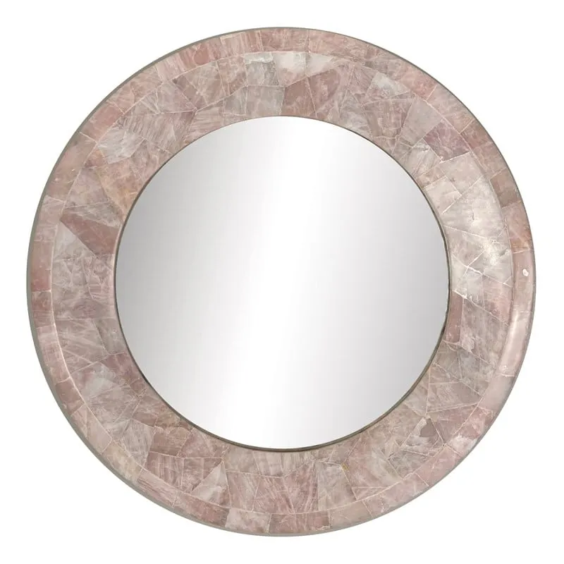 Ambella Home 74001-980-030 Coralie Pink Quartz Round Mirror