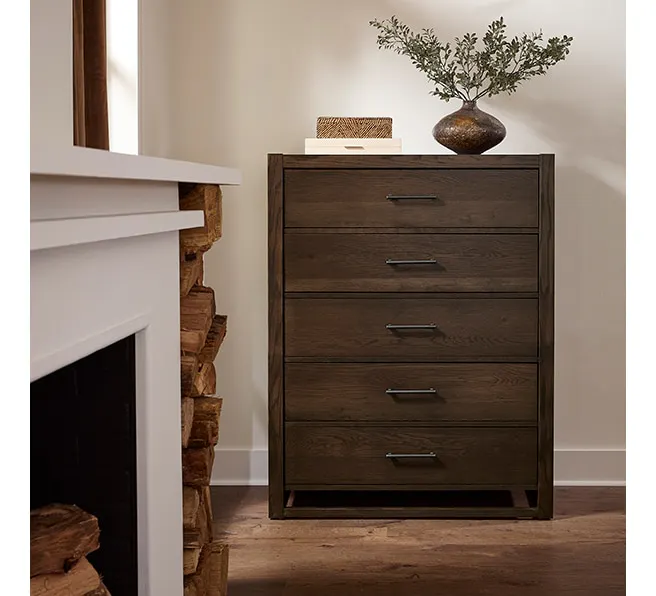 Vaughan Bassett 840-115 5 Drawer Chest In Dark Oak Vaughan Bassett 840-115 5 Drawer Chest In Dark Oak