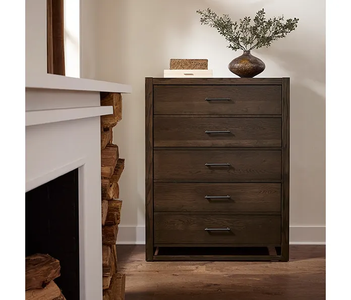 Vaughan Bassett 840-115 5 Drawer Chest In Dark Oak Vaughan Bassett 840-115 5 Drawer Chest In Dark Oak