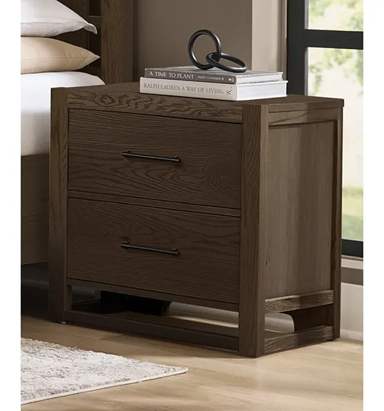 Vaughan Bassett 840-227 2 Drawer Nightstand In Dark Oak Vaughan Bassett 840-227 2 Drawer Nightstand In Dark Oak