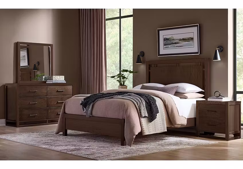Vaughan Bassett 840-668-866-944-MS1 Cal King Radius Poster Bed In Dark Oak Vaughan Bassett 840-668-866-944-MS1 Cal King Radius Poster Bed In Dark Oak