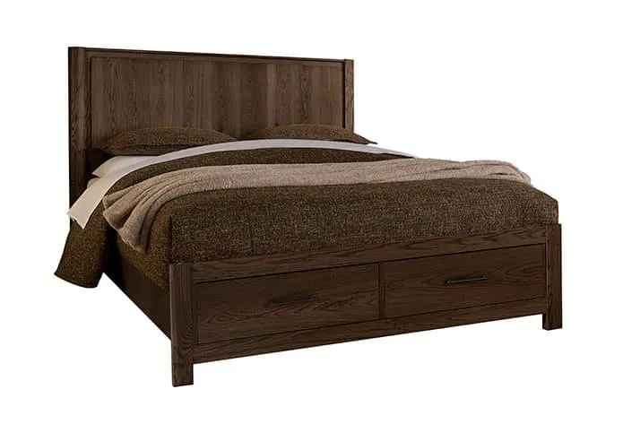 Vaughan Bassett 840-668-066B-502-666 King Radius Poster Bed With Footboard Storage In Dark Oak