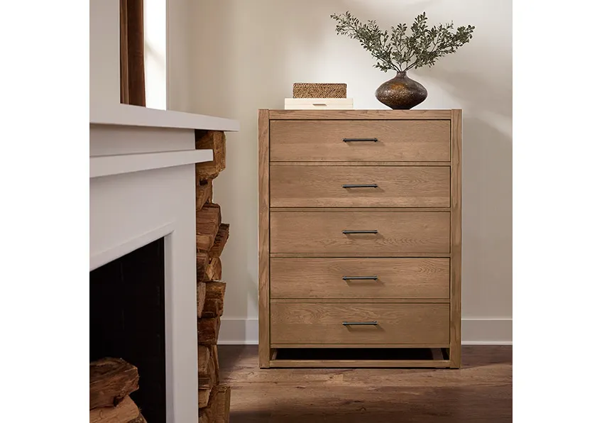 Vaughan Bassett 842-115 5 Drawer Chest In Blond Oak