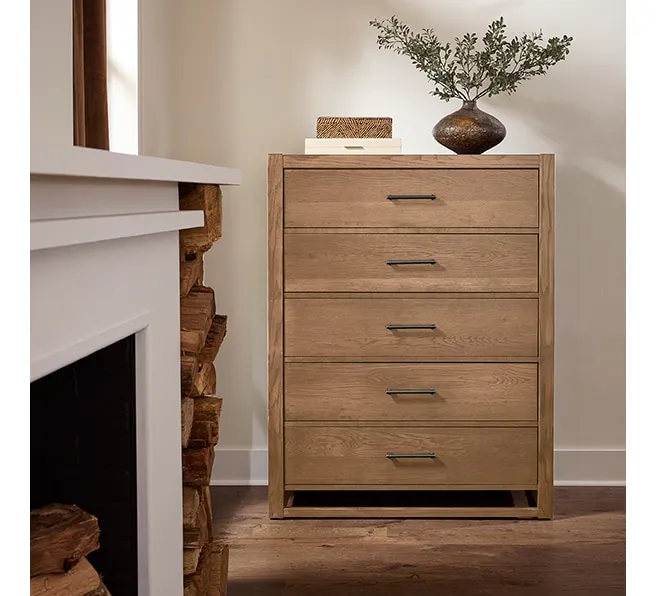 Vaughan Bassett 842-115 5 Drawer Chest In Blond Oak Vaughan Bassett 842-115 5 Drawer Chest In Blond Oak