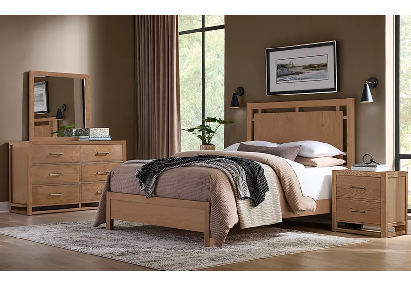 Vaughan Bassett 842-557-755-922 Queen Floating Panel Bed In Dark Oak Vaughan Bassett 842-557-755-922 Queen Floating Panel Bed In Dark Oak