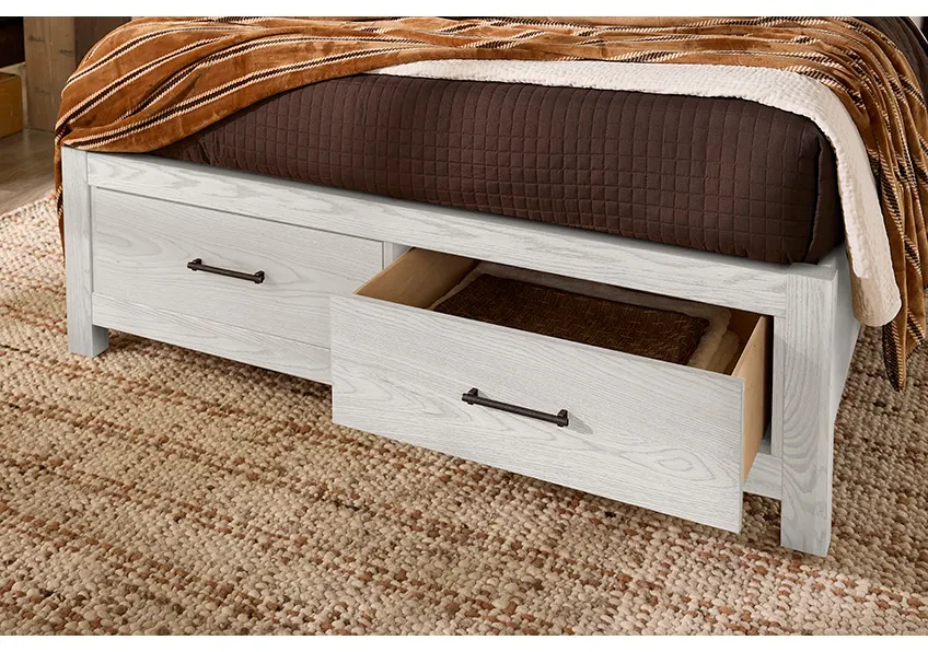 Vaughan Bassett 844-668-066B-502-666 King Radius Poster Bed With Footboard Storage In Soft White Oak Vaughan Bassett 844-668-066B-502-666 King Radius Poster Bed With Footboard Storage In Soft White Oak