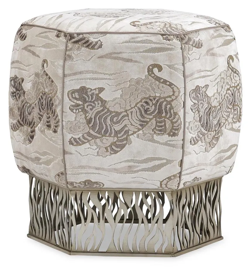 John Richard AMF-1809V226-5022 Honeycomb Ottoman, Silver - 5022 John Richard AMF-1809V226-5022 Honeycomb Ottoman, Silver - 5022