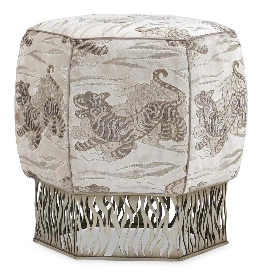John Richard AMF-1809V226-5022 Honeycomb Ottoman, Silver - 5022 John Richard AMF-1809V226-5022 Honeycomb Ottoman, Silver - 5022