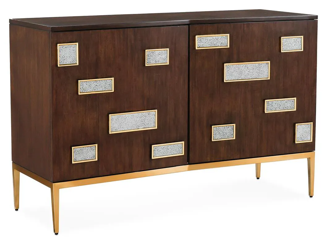 John Richard EUR-04-0945 Tetra Two-Door Credenza, Gold John Richard EUR-04-0945 Tetra Two-Door Credenza, Gold