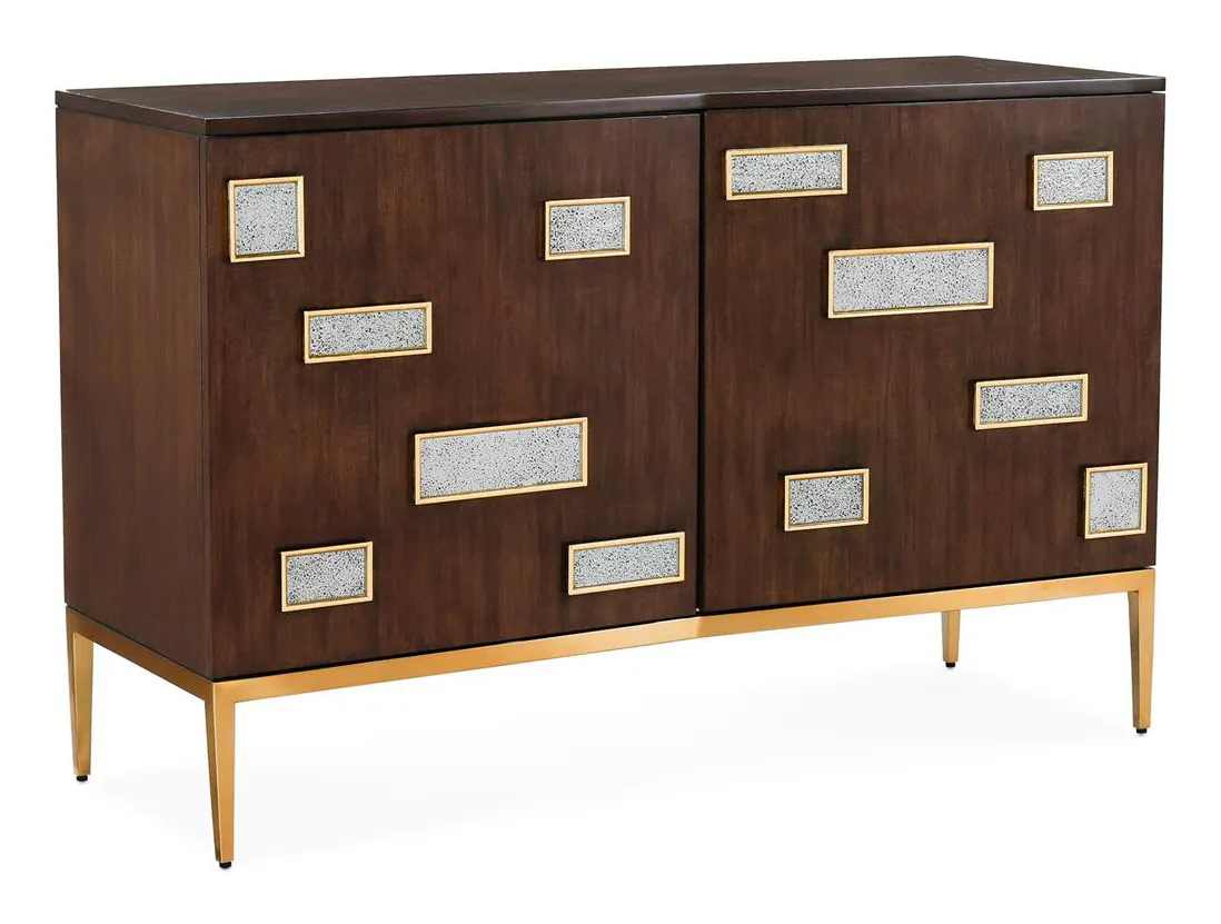 John Richard EUR-04-0945 Tetra Two-Door Credenza, Gold John Richard EUR-04-0945 Tetra Two-Door Credenza, Gold