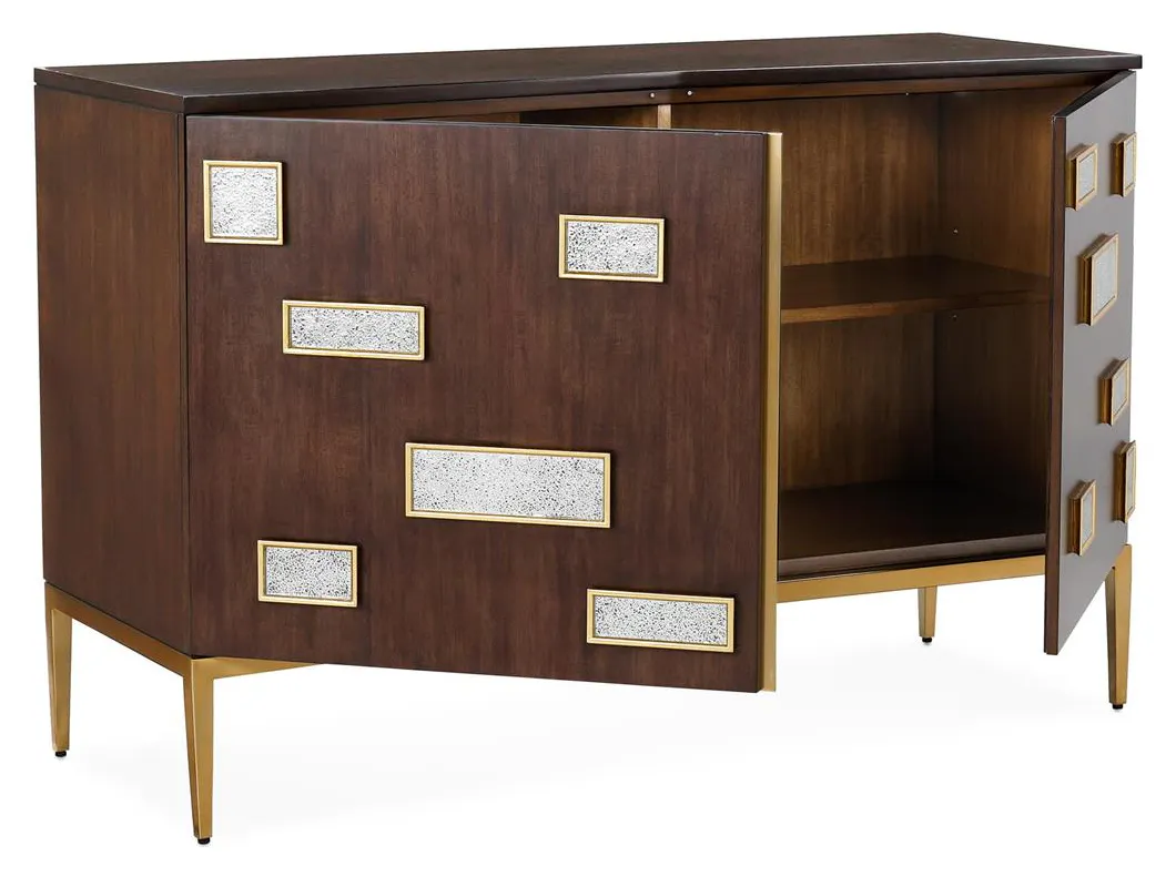John Richard EUR-04-0945 Tetra Two-Door Credenza, Gold John Richard EUR-04-0945 Tetra Two-Door Credenza, Gold