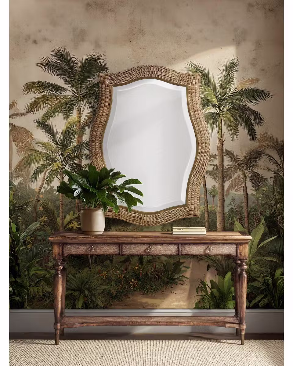 Jonathan Charles 491338-C012 Palm Court Haven Rattan Wall Mirror Jonathan Charles 491338-C012 Palm Court Haven Rattan Wall Mirror